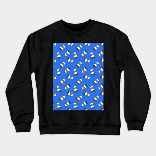 ditsy coffee cups on blue Crewneck Sweatshirt by B0red